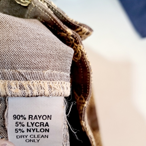 Ohm Brown Taupe Embroidered Boho Wide Straight Leg Trouser Pants‎ - Picture 7 of 8